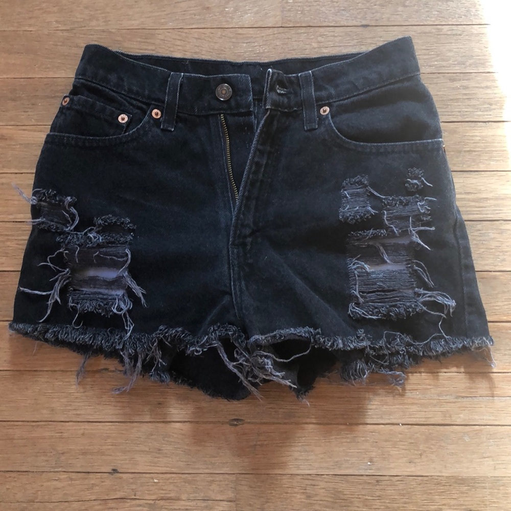 Levi’s black distress vintage shorts
